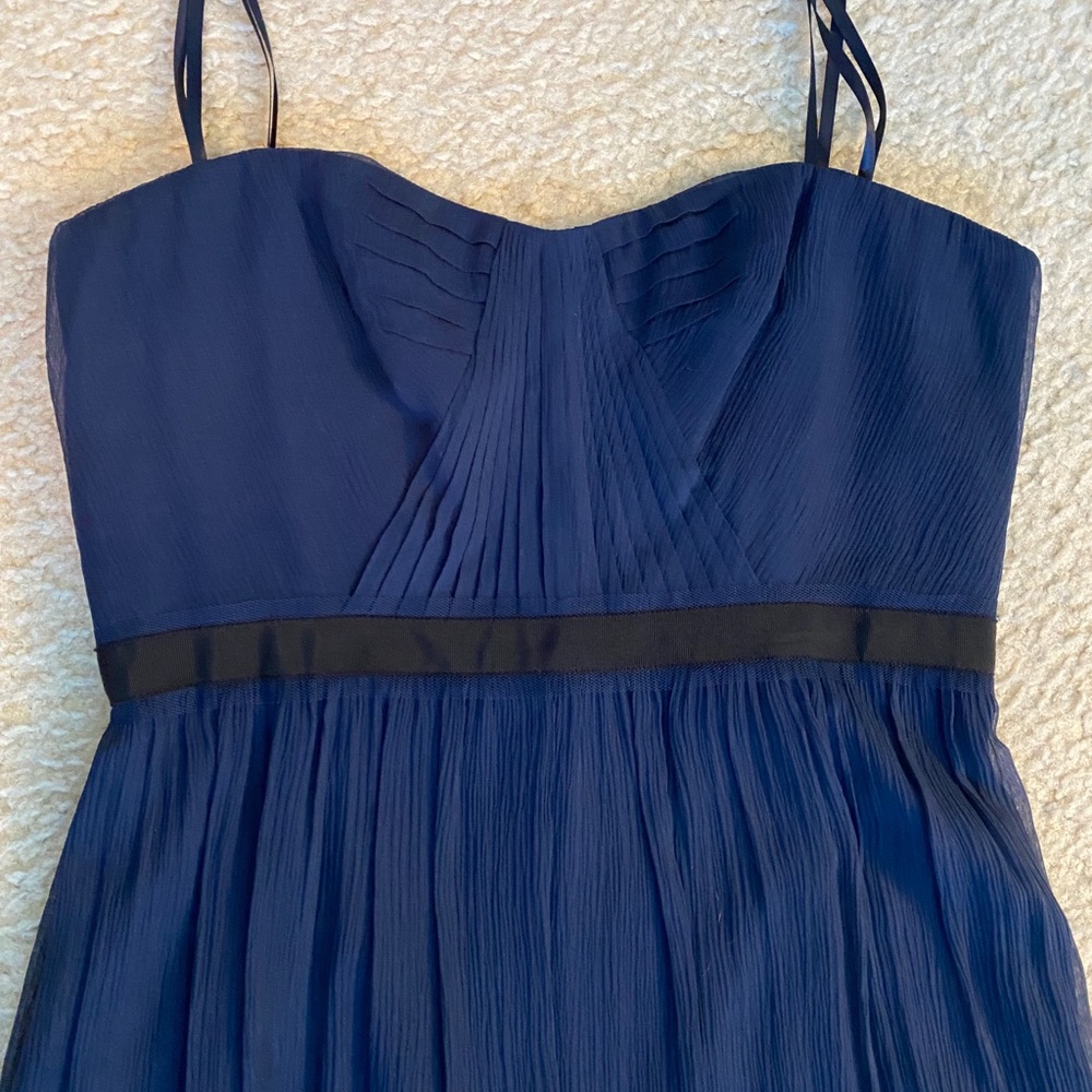 BCBG navy strapless gown, 12